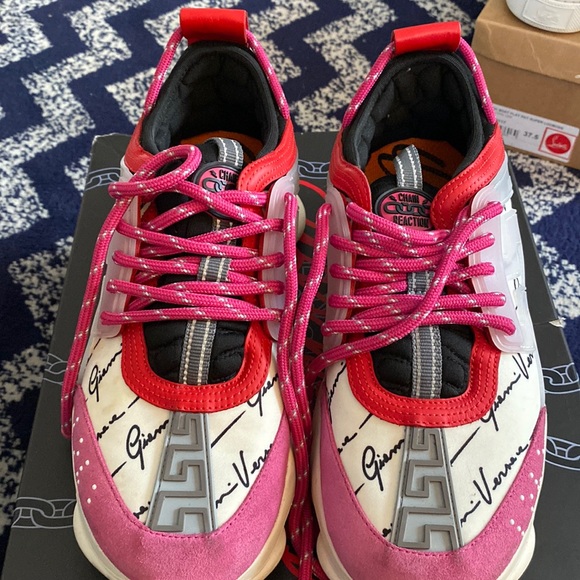 Versace Shoes - Versace Chain Reaction , pink, black white and red . 38.5